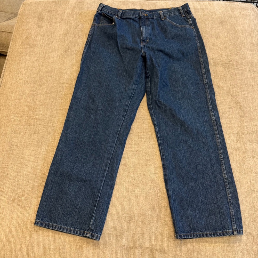 Dickies Mens Jeans 38x32 Dark Wash Straight Leg Cotton Work Pants - Picture 1 of 8
